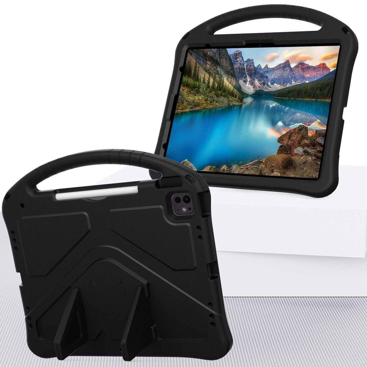 For iPad Pro 13 2025 / 2024 EVA Shockproof Tablet Case with Holder(Black)
