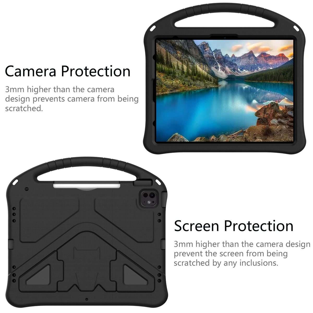 For iPad Pro 13 2025 / 2024 EVA Shockproof Tablet Case with Holder(Black)