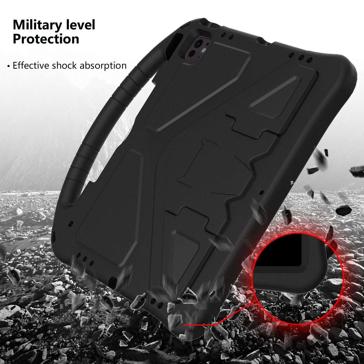 For iPad Pro 13 2025 / 2024 EVA Shockproof Tablet Case with Holder(Black)