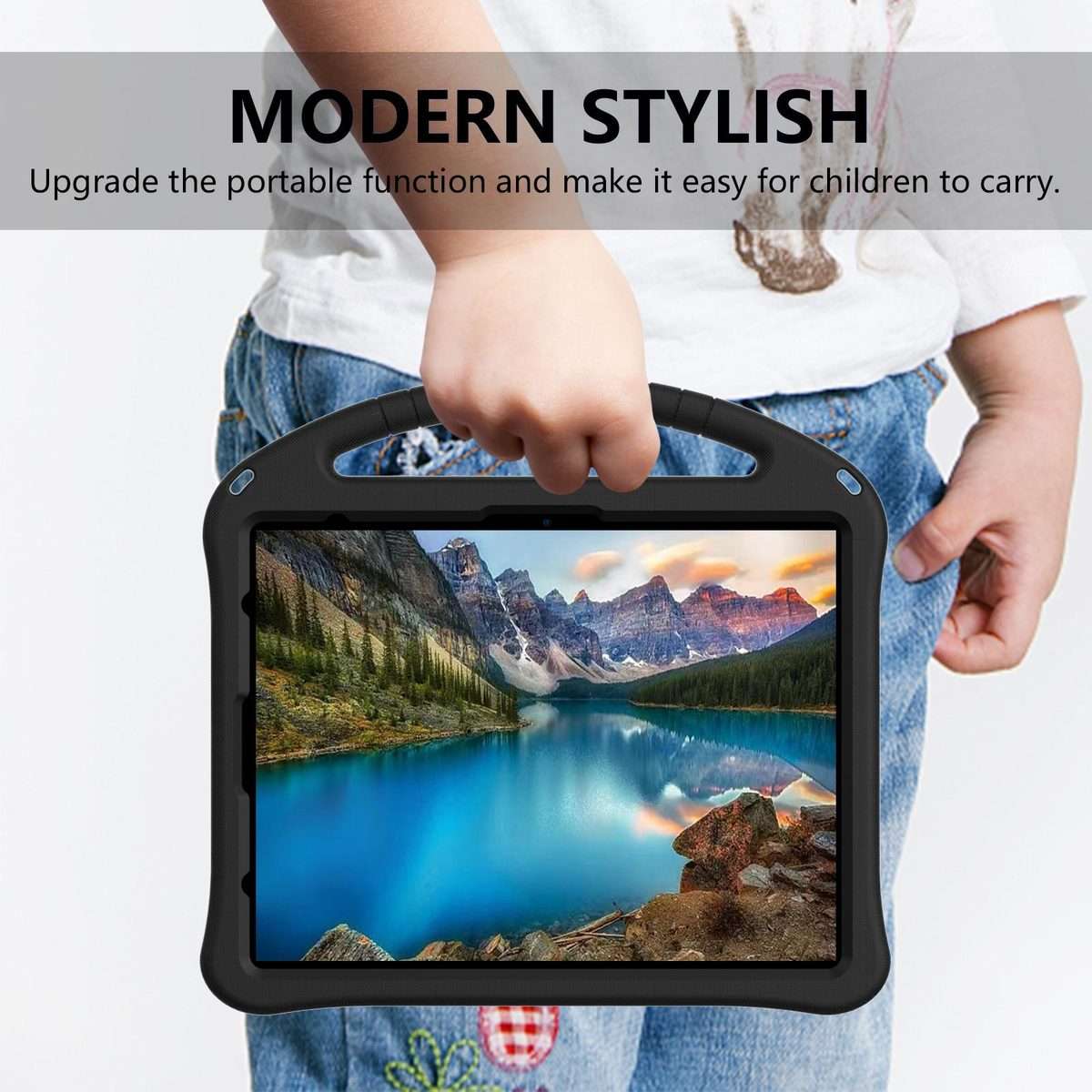 For iPad Pro 13 2025 / 2024 EVA Shockproof Tablet Case with Holder(Black)