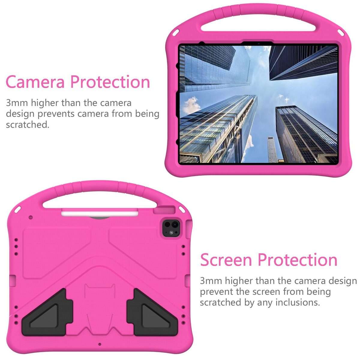 For iPad Pro 12.9 2022 / 2021 EVA Shockproof Tablet Case with Holder(RoseRed)