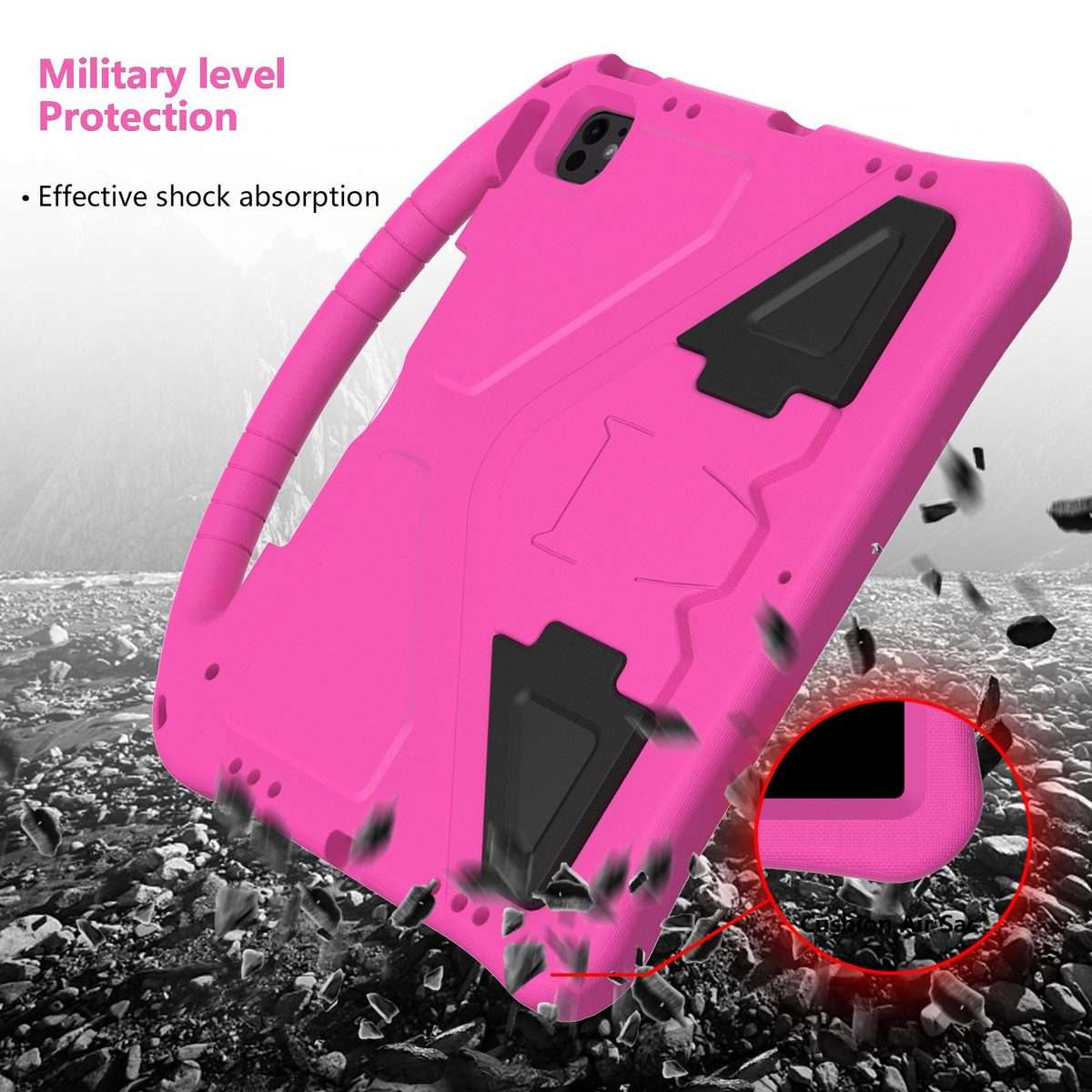 For iPad Pro 12.9 2022 / 2021 EVA Shockproof Tablet Case with Holder(RoseRed)