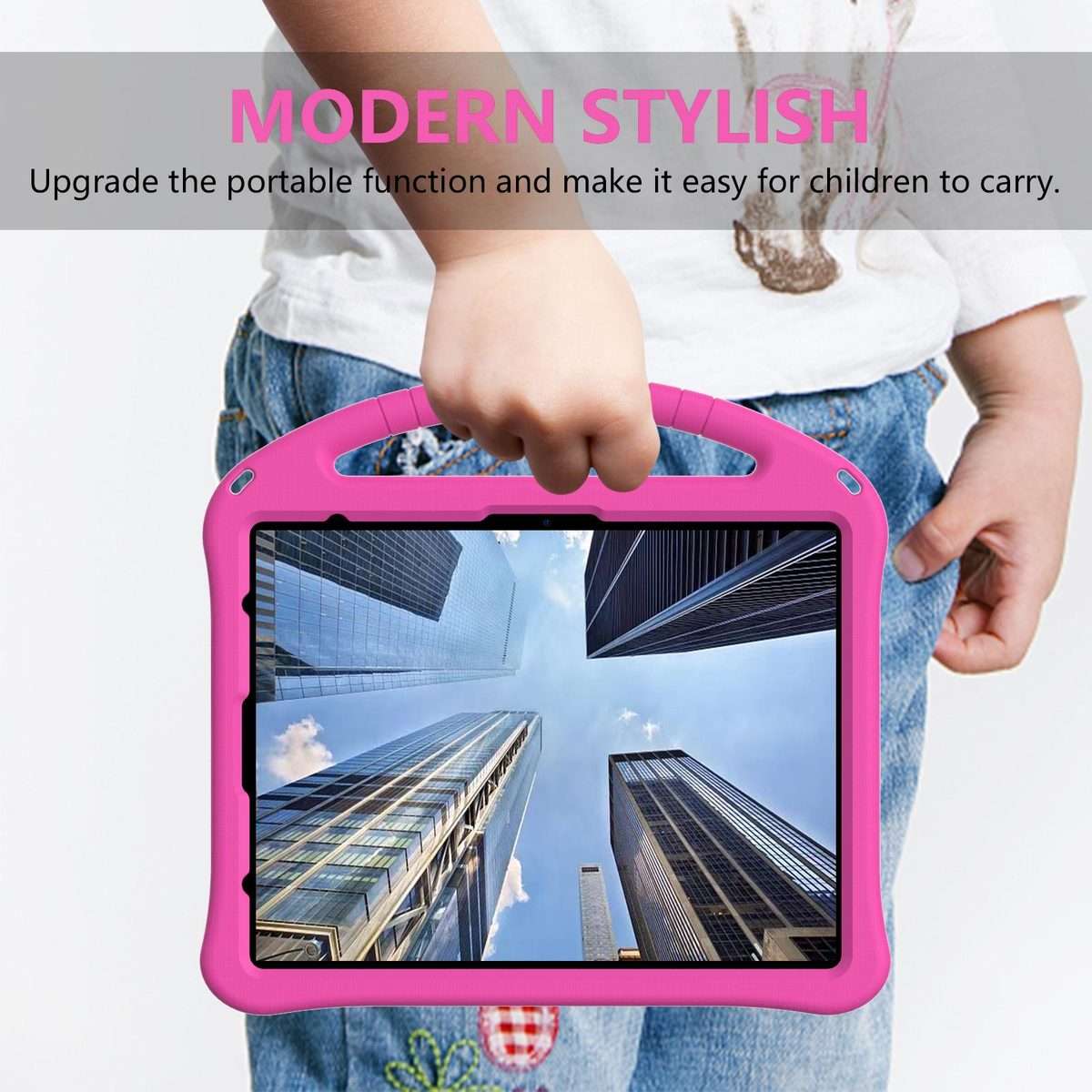 For iPad Pro 12.9 2022 / 2021 EVA Shockproof Tablet Case with Holder(RoseRed)