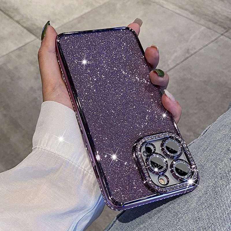 For iPhone 12 Pro Max Diamond Glitter TPU Phone Case(Pink)