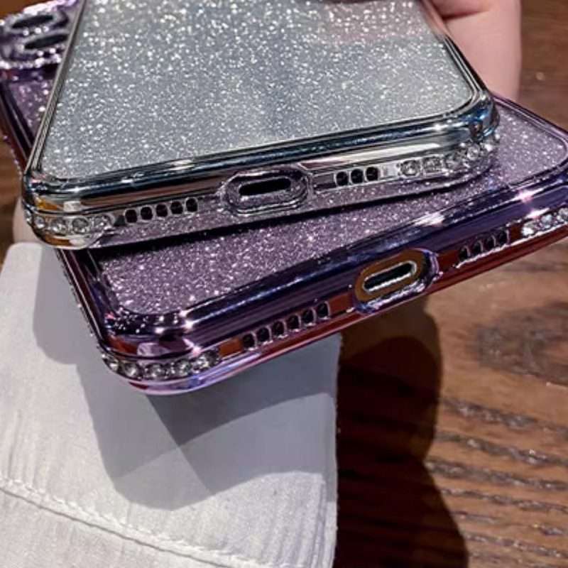 For iPhone 12 Pro Max Diamond Glitter TPU Phone Case(Silver)