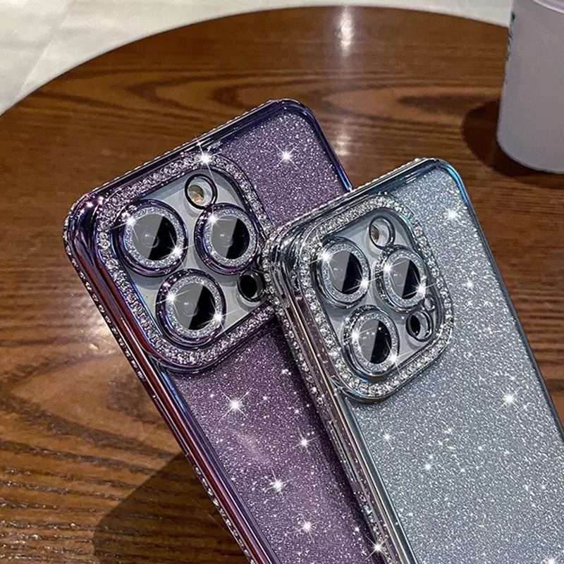 For iPhone 12 Pro Max Diamond Glitter TPU Phone Case(Gold)