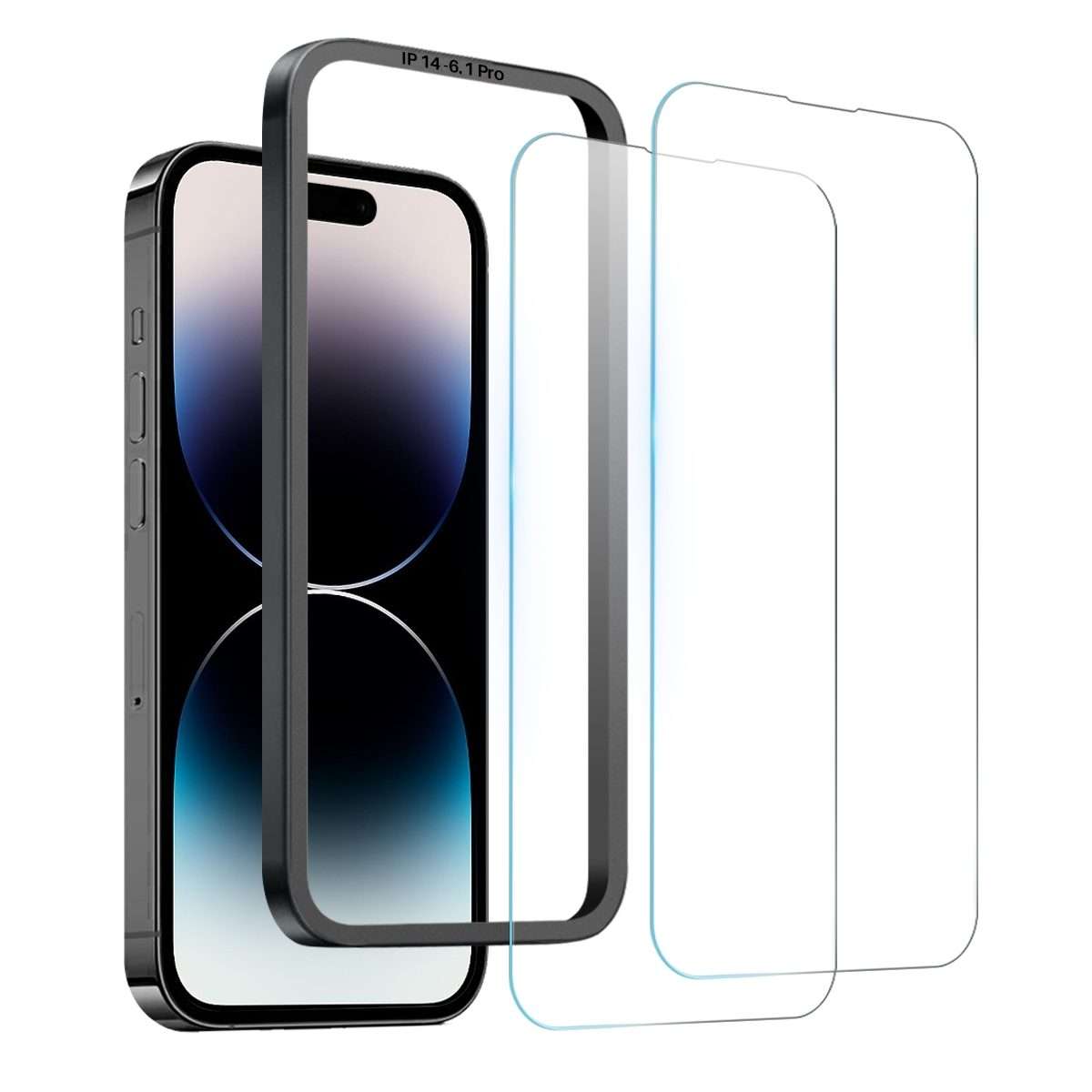 For iPhone 14 Pro NORTHJO 2pcs A++ Screen Protector Tempered Glass Film with Installation Frame