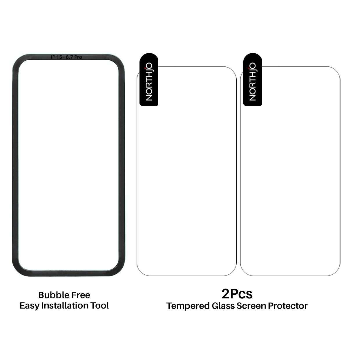 For iPhone 16 Pro NORTHJO 2pcs A++ Screen Protector Tempered Glass Film with Installation Frame