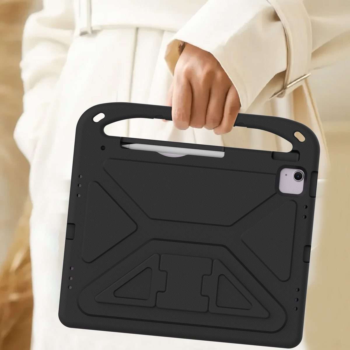 For iPad Pro 13 2025 / 2024 Handle EVA Shockproof Tablet Case with Holder(Black)