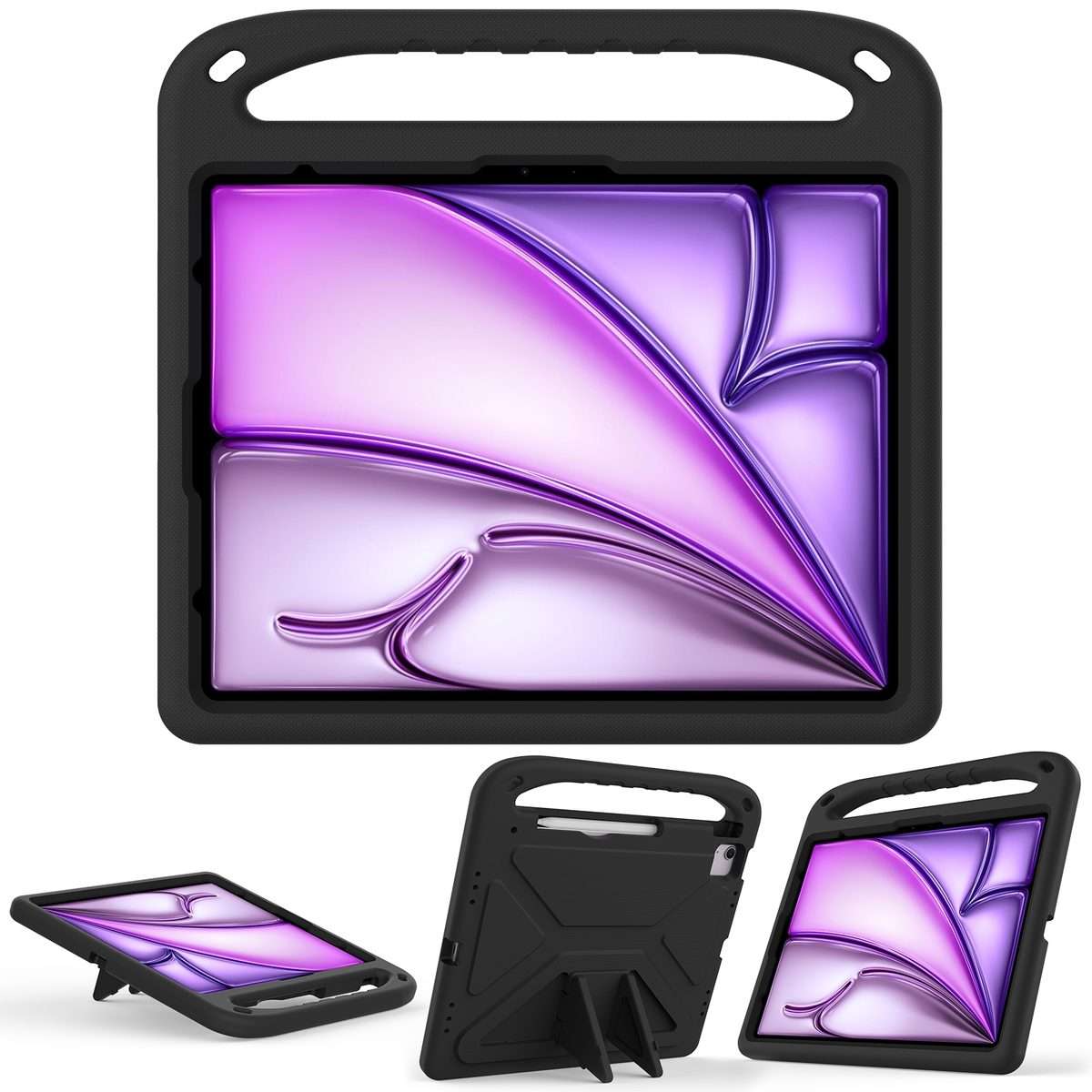 For iPad Pro 13 2025 / 2024 Handle EVA Shockproof Tablet Case with Holder(Black)