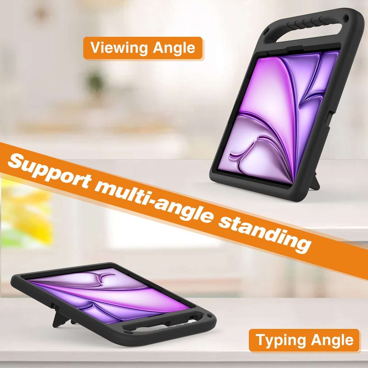 For iPad Pro 13 2025 / 2024 Handle EVA Shockproof Tablet Case with Holder(Black)