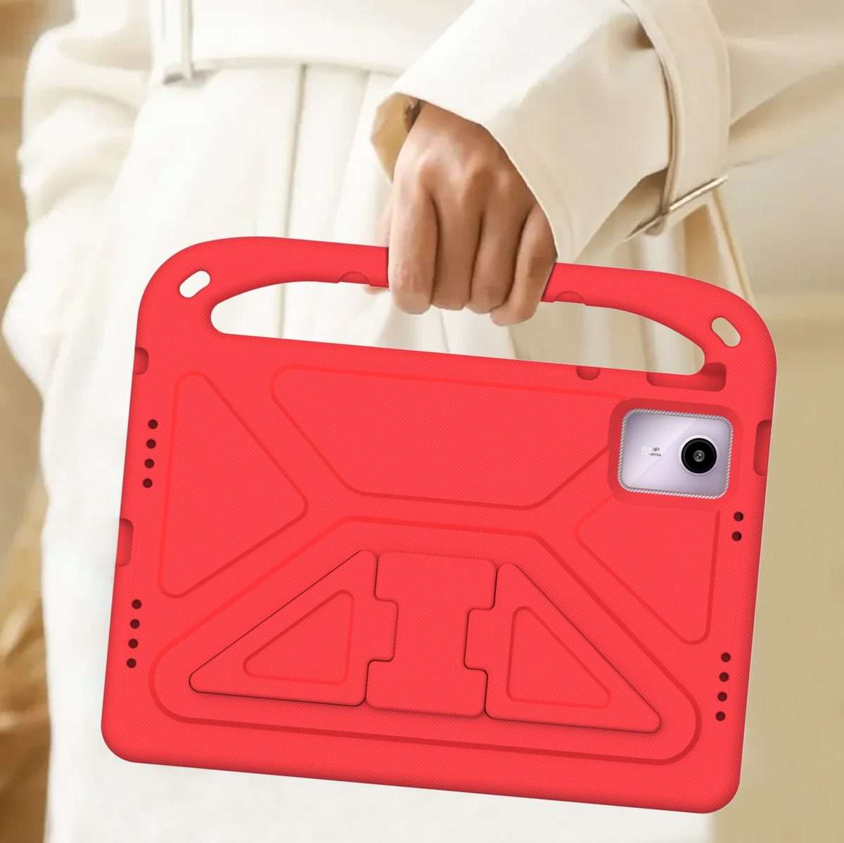 For iPad Pro 13 2025 / 2024 Handle EVA Shockproof Tablet Case with Holder(Red)