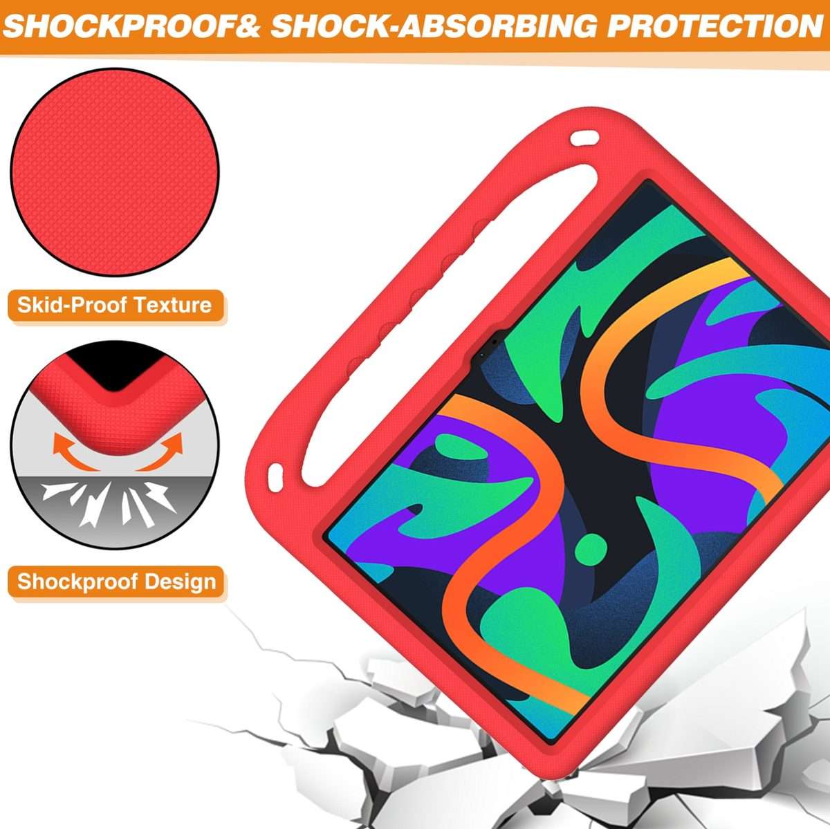 For iPad Pro 13 2025 / 2024 Handle EVA Shockproof Tablet Case with Holder(Red)
