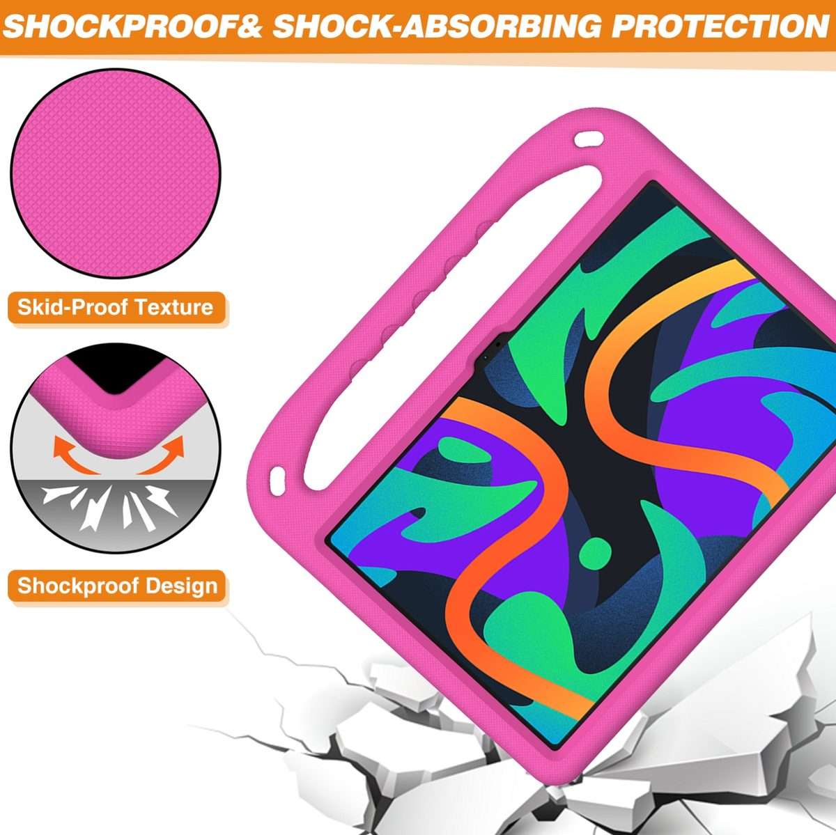 For iPad Pro 13 2025 / 2024 Handle EVA Shockproof Tablet Case with Holder(RoseRed)