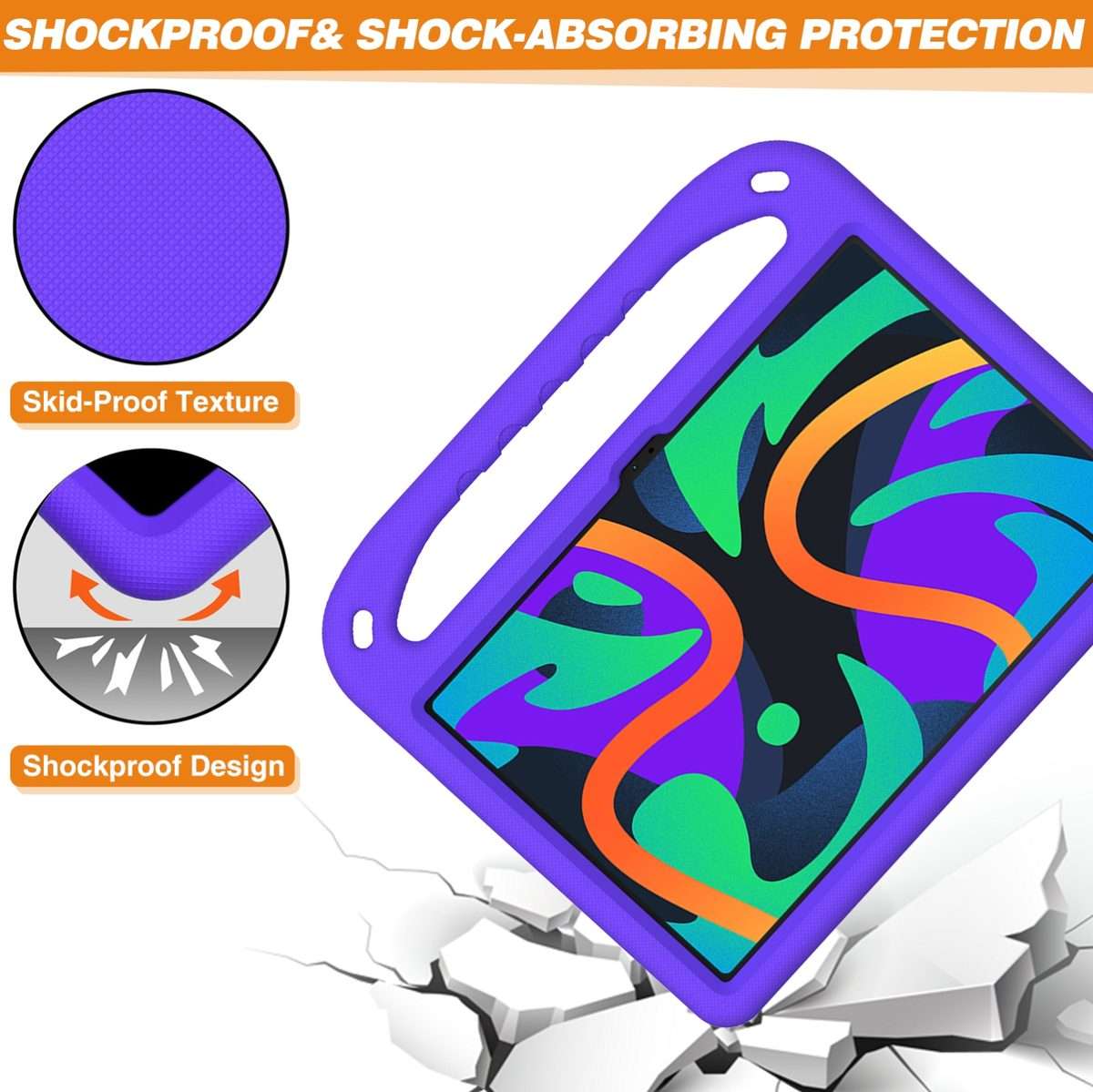 For iPad Pro 13 2025 / 2024 Handle EVA Shockproof Tablet Case with Holder(Purple)