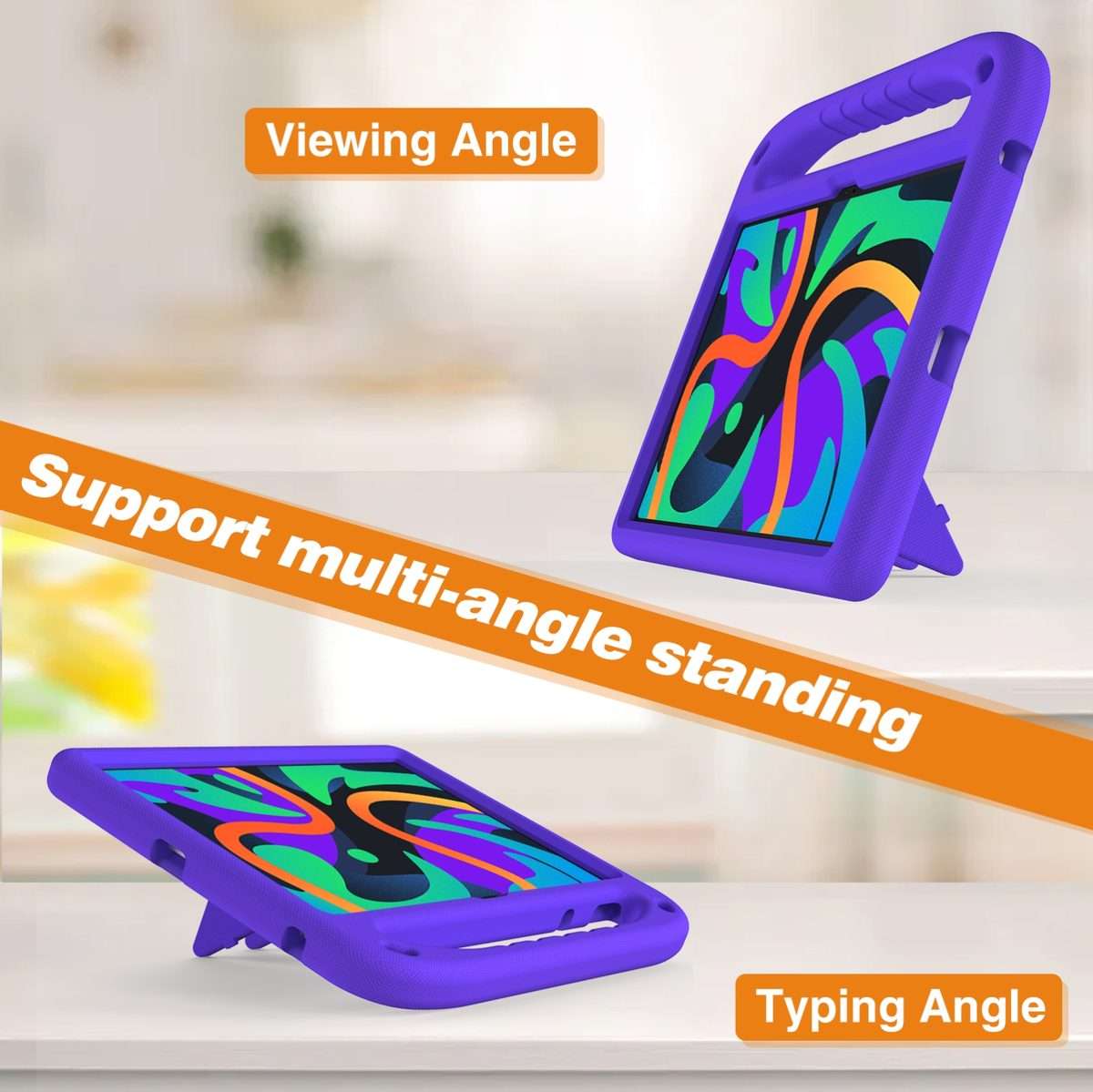 For iPad Pro 13 2025 / 2024 Handle EVA Shockproof Tablet Case with Holder(Purple)