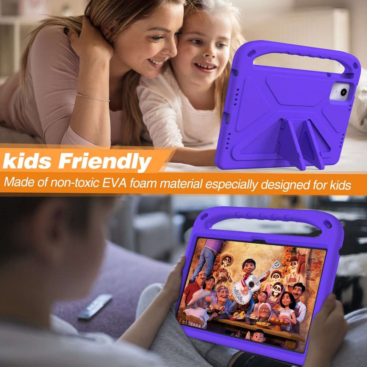 For iPad Pro 13 2025 / 2024 Handle EVA Shockproof Tablet Case with Holder(Purple)