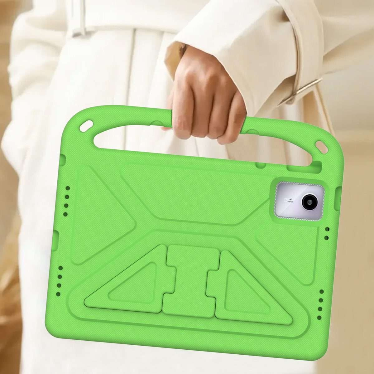 For iPad Pro 13 2025 / 2024 Handle EVA Shockproof Tablet Case with Holder(Green)
