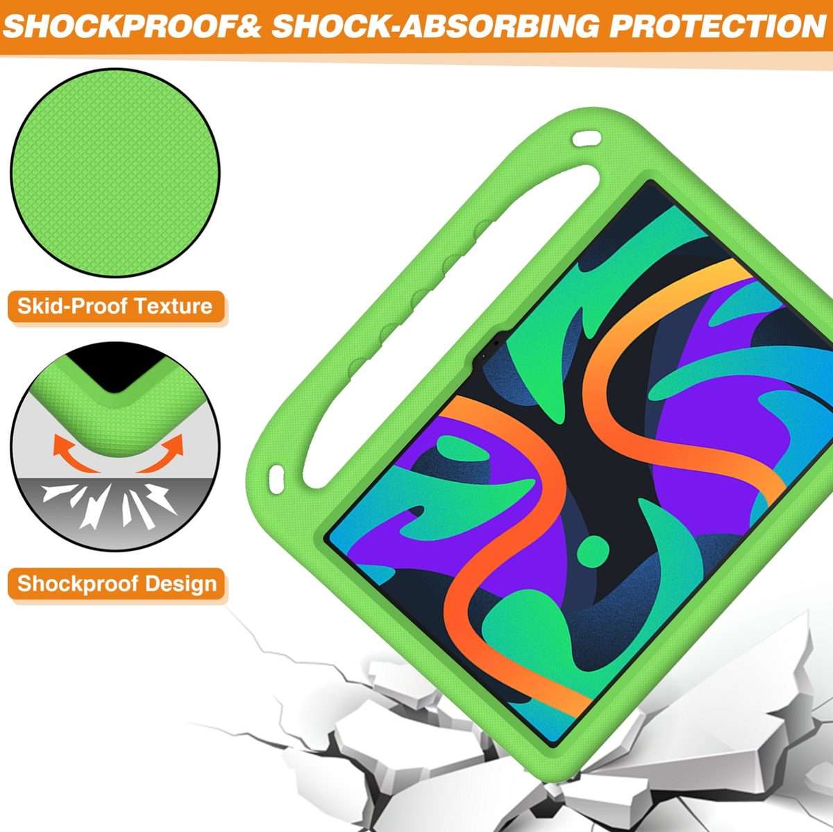 For iPad Pro 13 2025 / 2024 Handle EVA Shockproof Tablet Case with Holder(Green)