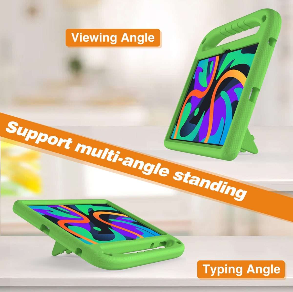For iPad Pro 13 2025 / 2024 Handle EVA Shockproof Tablet Case with Holder(Green)