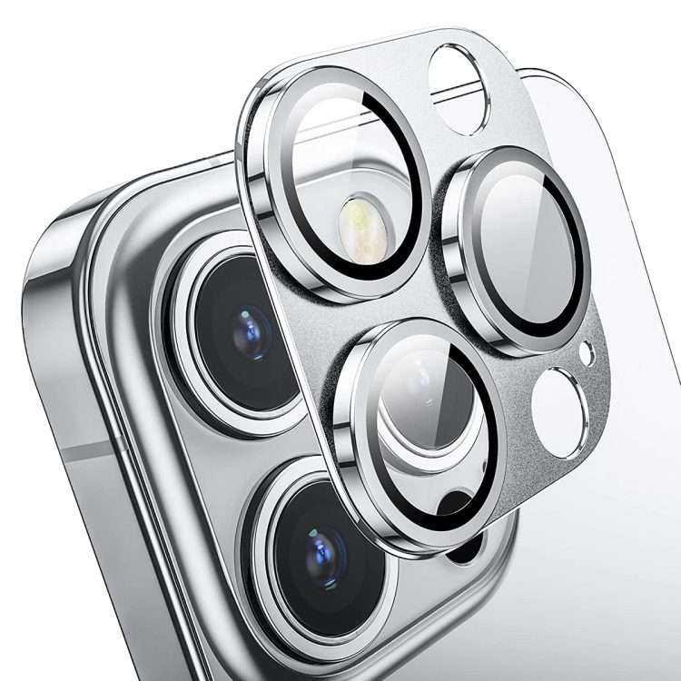 For iPhone 16 Pro / 16 Pro Max ENKAY Anti-reflection Camera Lens Aluminium Alloy Temp ... (Silver)