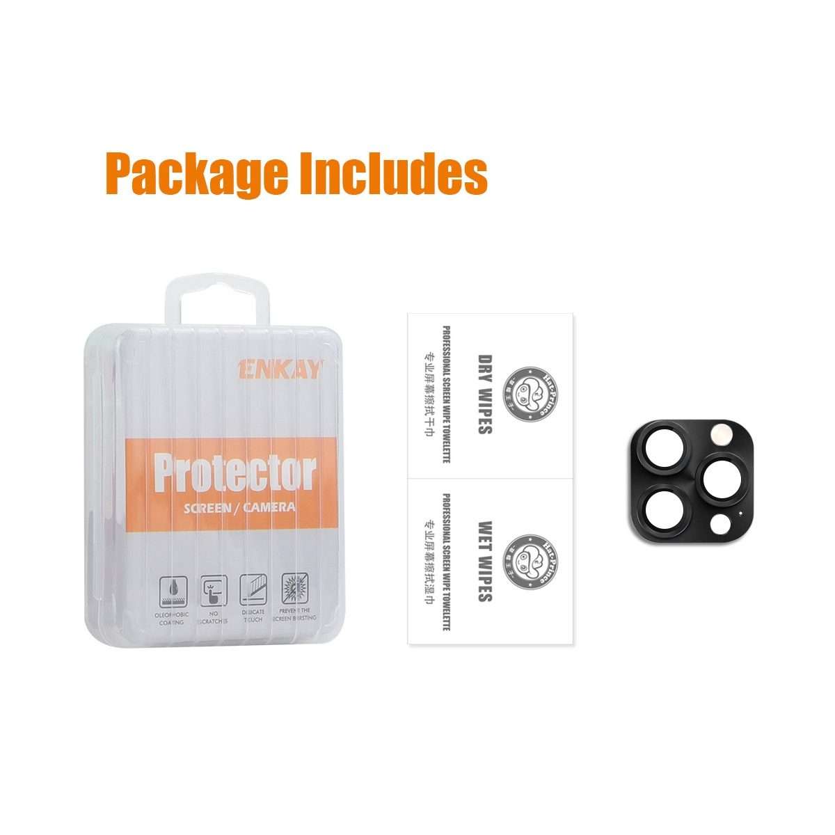 For iPhone 16 Pro / 16 Pro Max ENKAY Anti-reflection Camera Lens Aluminium Alloy Temp ... (Silver)