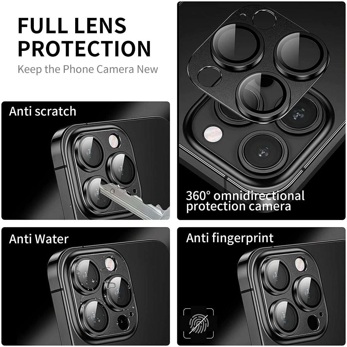 For iPhone 16 Pro / 16 Pro Max ENKAY Anti-reflection Camera Lens Aluminium Alloy Temp ... (Silver)
