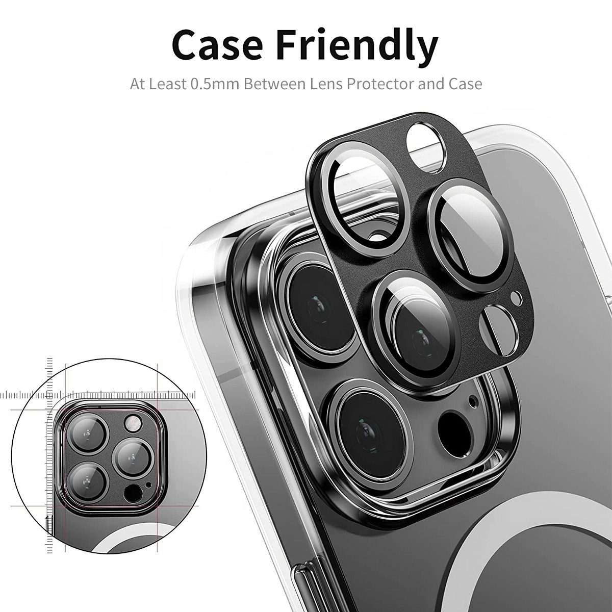 For iPhone 16 Pro / 16 Pro Max ENKAY Anti-reflection Camera Lens Aluminium Alloy Temp ... (Silver)