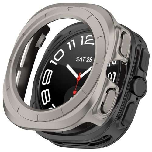 For Samsung Galaxy Watch Ultra 47mm / Ultra 2025 Half Coverage Hollowed PC Wa ... (Titanium Color)