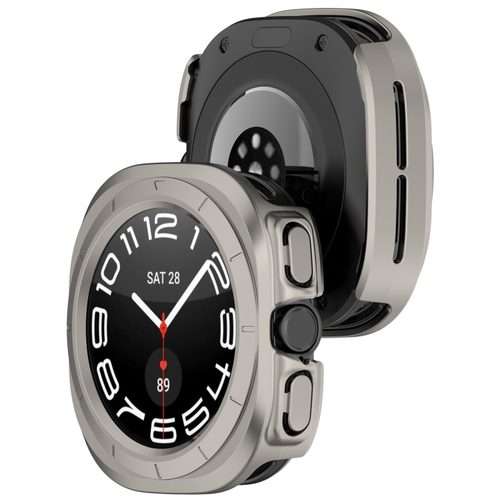 For Samsung Galaxy Watch Ultra 47mm / Ultra 2025 Half Coverage Hollowed PC Wa ... (Titanium Color)