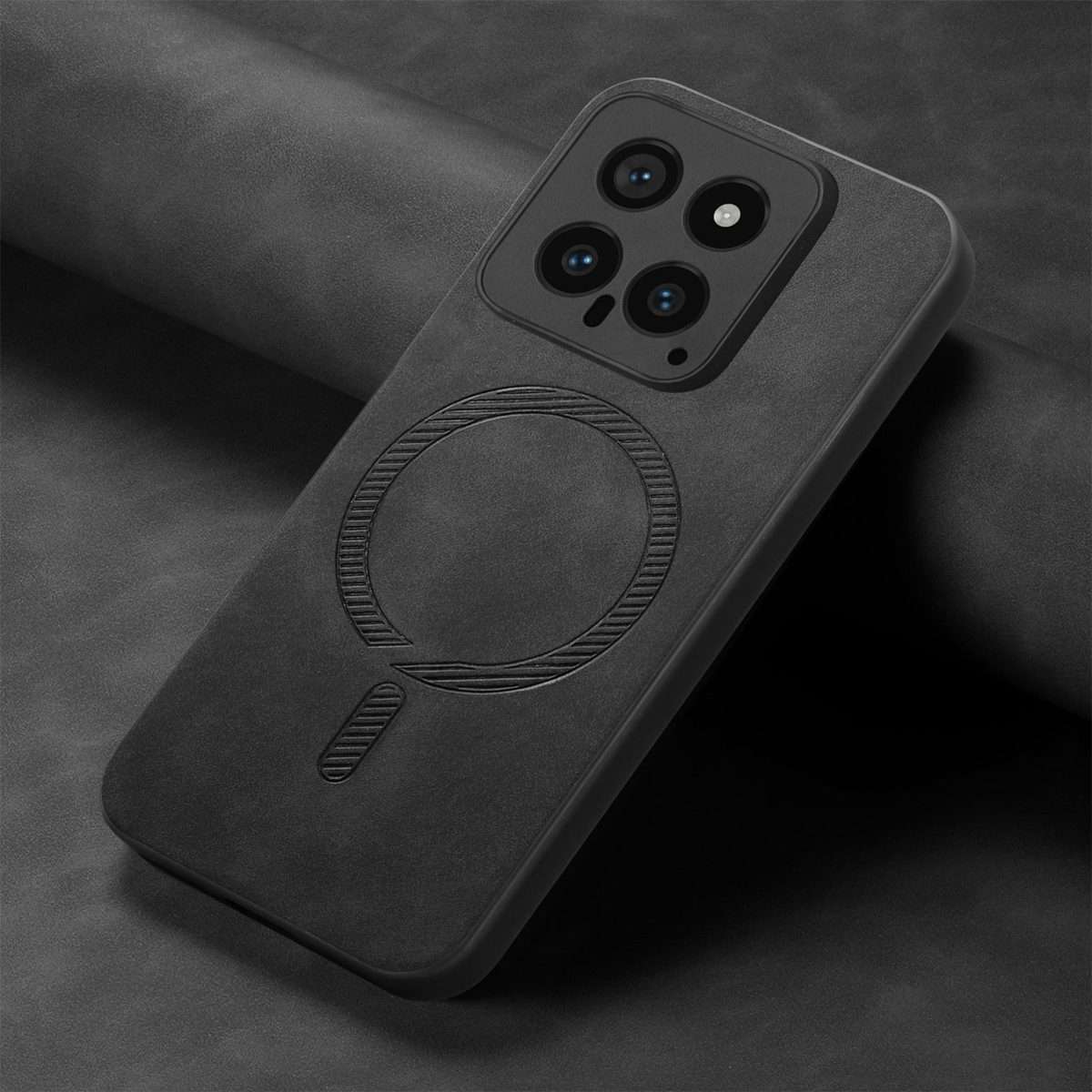For Xiaomi 14 Pro 5G Solid Color Retro Magsafe PU Back Cover Phone Case(Black)