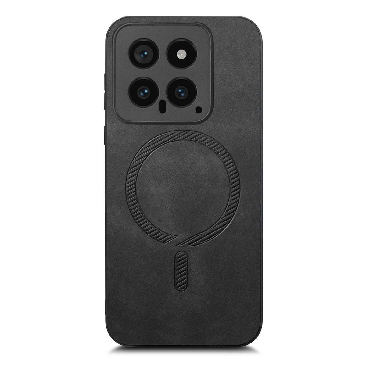 For Xiaomi 14 Pro 5G Solid Color Retro Magsafe PU Back Cover Phone Case(Black)