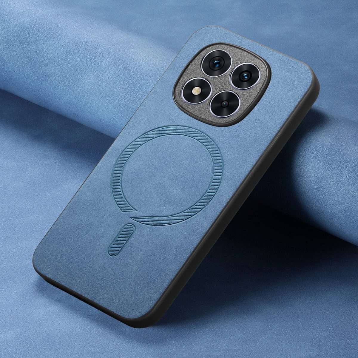 For Xiaomi Redmi Note 14 Pro+ 5G Solid Color Retro Magsafe PU Back Cover Phone Case(Blue)