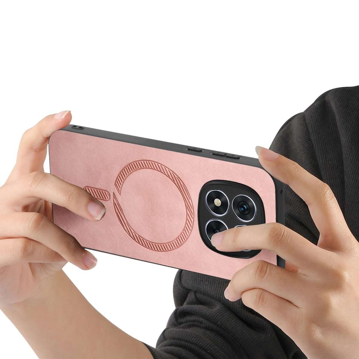 For Xiaomi Redmi Note 14 Pro+ 5G Solid Color Retro Magsafe PU Back Cover Phone Case(Pink)