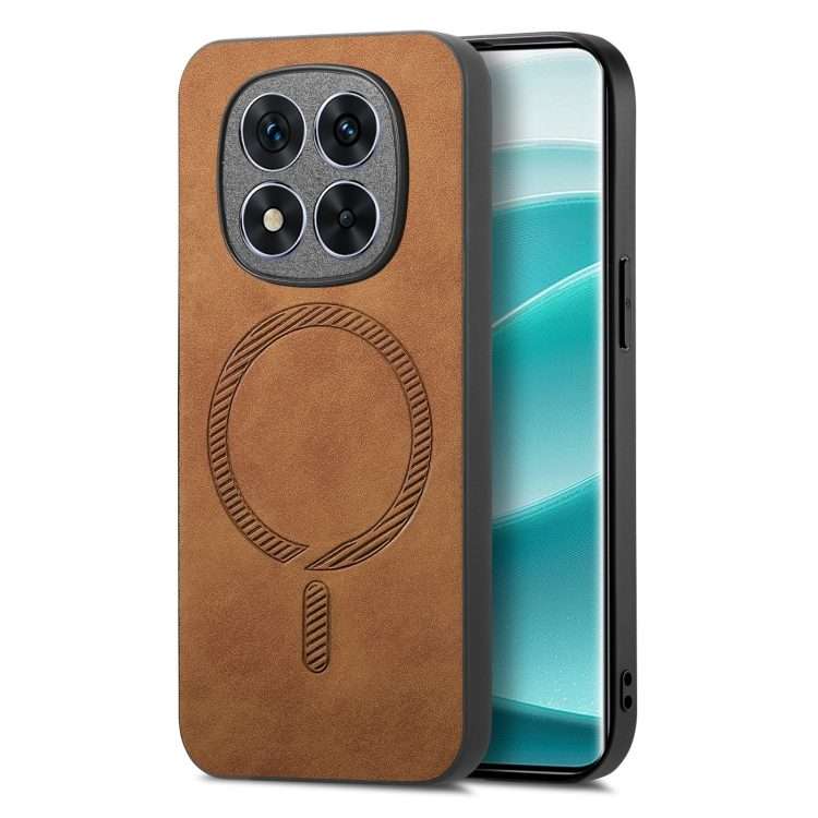For Xiaomi Redmi Note 14 Pro+ 5G Solid Color Retro Magsafe PU Back Cover Phone Case(Brown)
