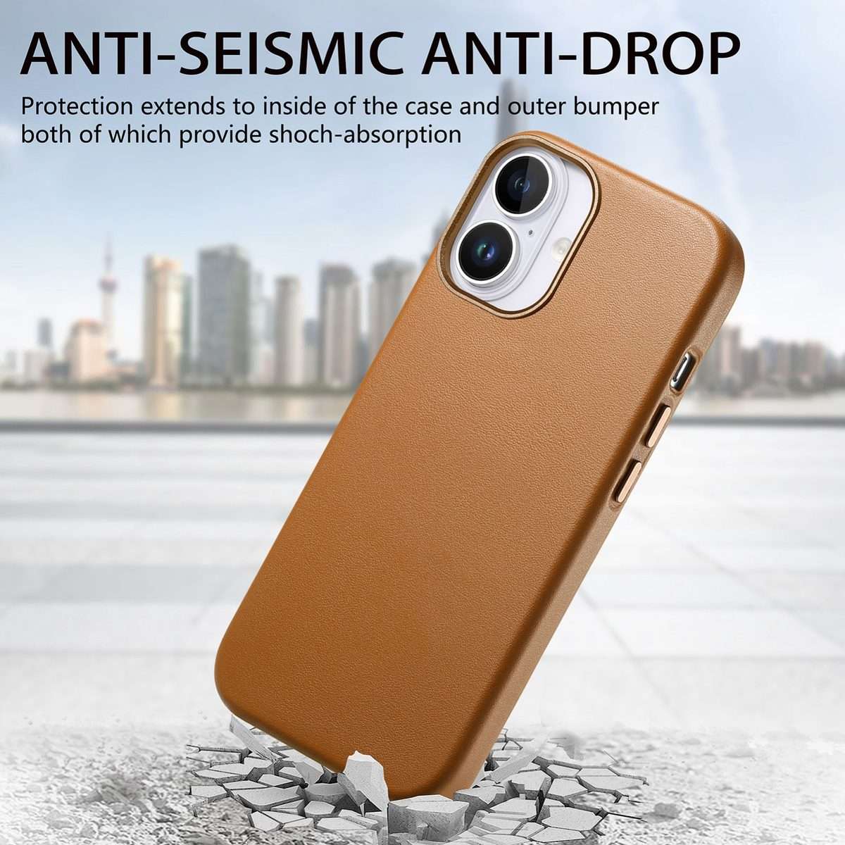 For iPhone 16 Plus Electroplated Metal Button MagSafe Phone Case(Brown)