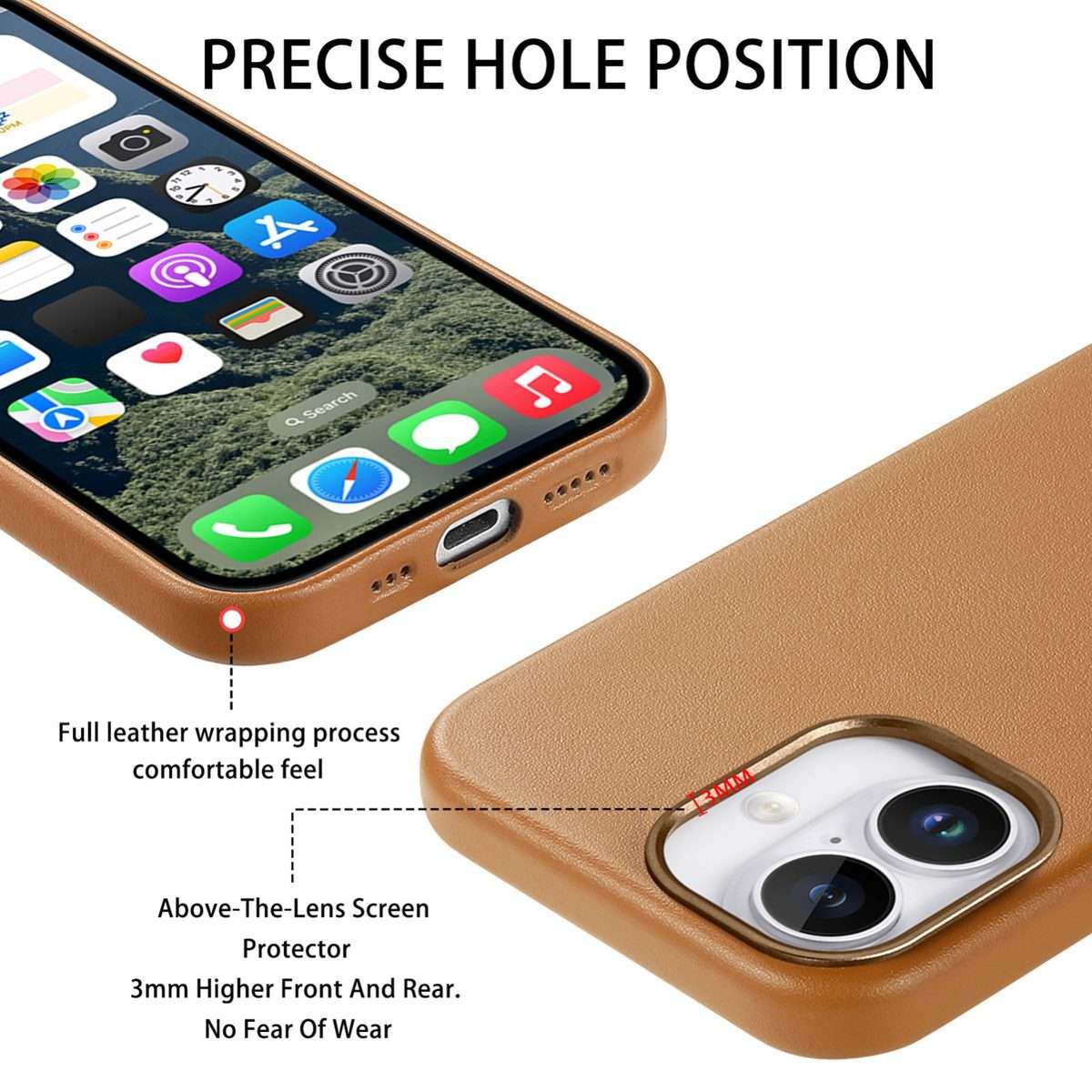For iPhone 16 Plus Electroplated Metal Button MagSafe Phone Case(Brown)