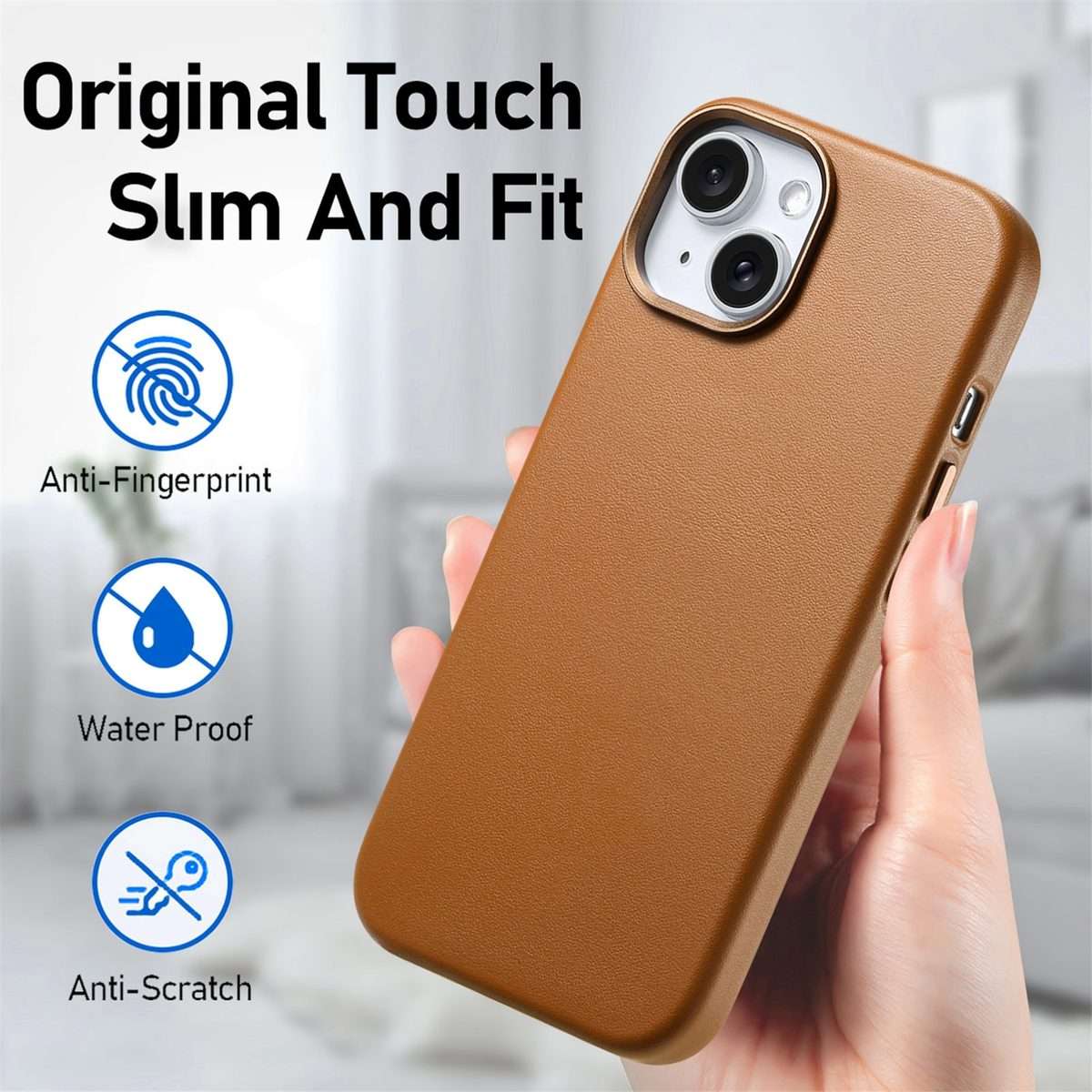 For iPhone 13 Electroplated Metal Button MagSafe Phone Case(Brown)