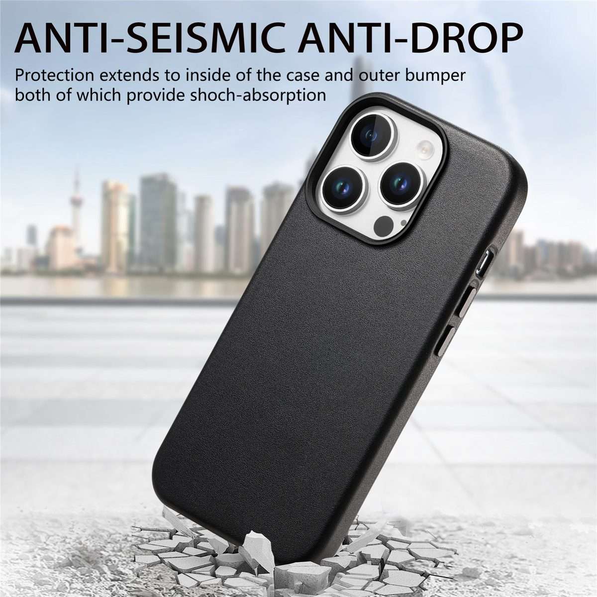 For iPhone 13 Pro Electroplated Metal Button MagSafe Phone Case(Black)