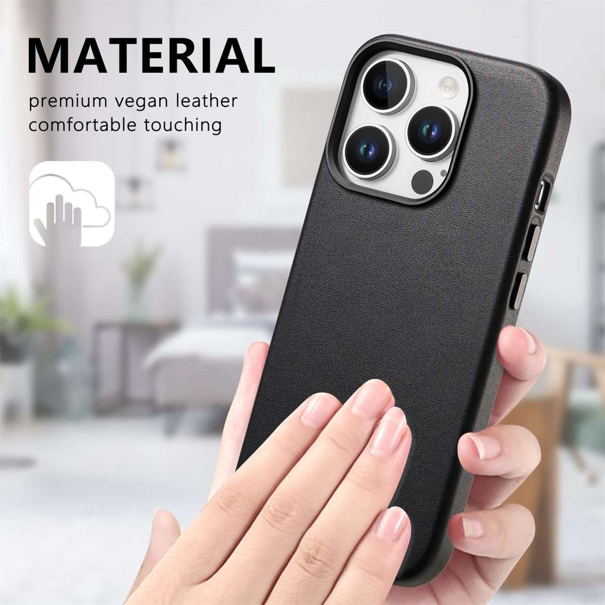 For iPhone 13 Pro Electroplated Metal Button MagSafe Phone Case(Black)