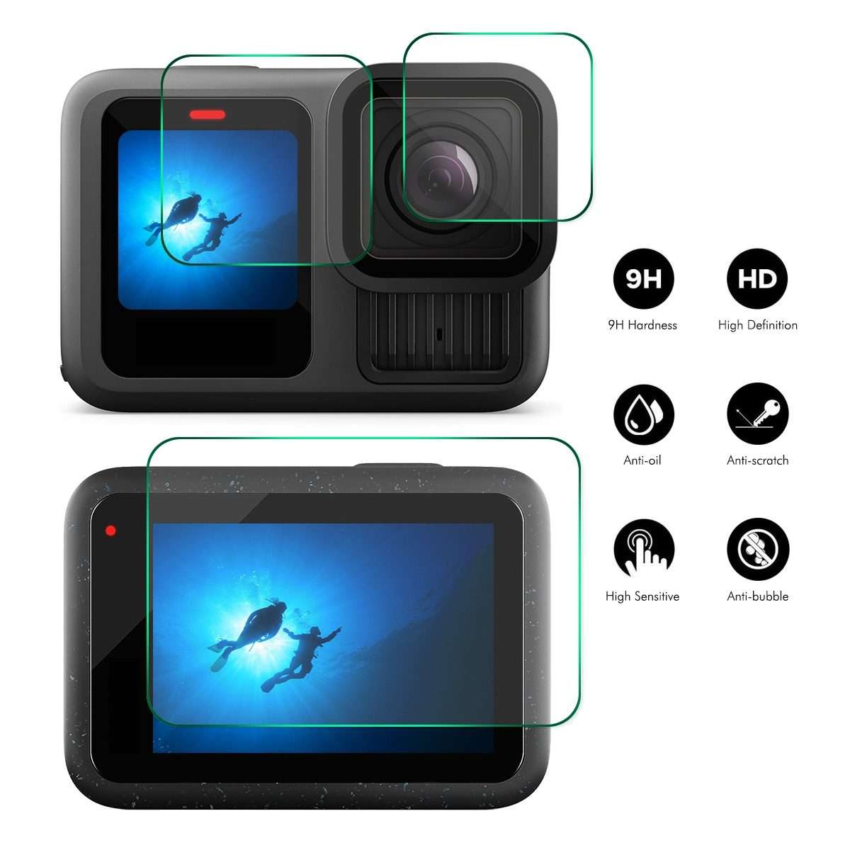 For GoPro HERO13 Black ENKAY 0.2mm 9H Tempered Glass Screen Protector Front  Back Camera Film