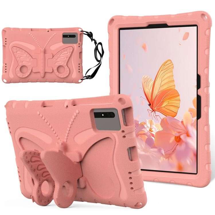 For Xiaomi Redmi Pad 2 /SE 11 2025 Butterfly Bracket EVA Shockproof Tablet Case(Pink Orange)
