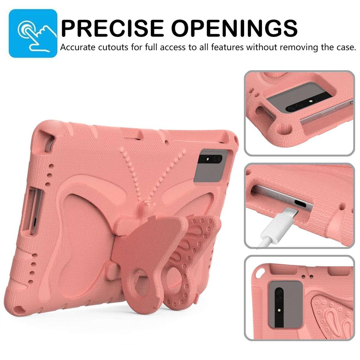 For Xiaomi Redmi Pad 2 /SE 11 2025 Butterfly Bracket EVA Shockproof Tablet Case(Pink Orange)