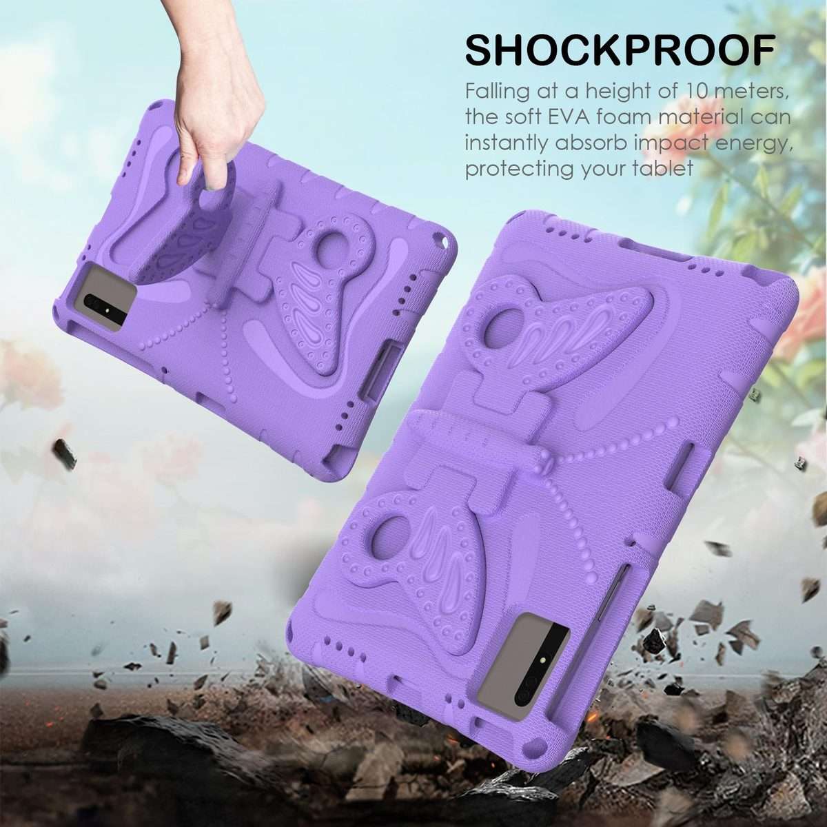 For Xiaomi Redmi Pad 2 /SE 11 2025 Butterfly Bracket EVA Shockproof Tablet Case(Light Purple)