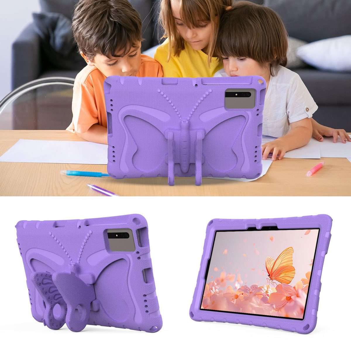 For Xiaomi Redmi Pad 2 /SE 11 2025 Butterfly Bracket EVA Shockproof Tablet Case(Light Purple)