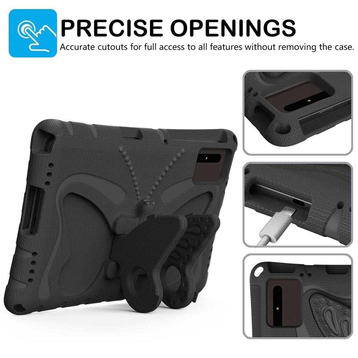 For Xiaomi Redmi Pad 2 /SE 11 2025 Butterfly Bracket EVA Shockproof Tablet Case(Black)