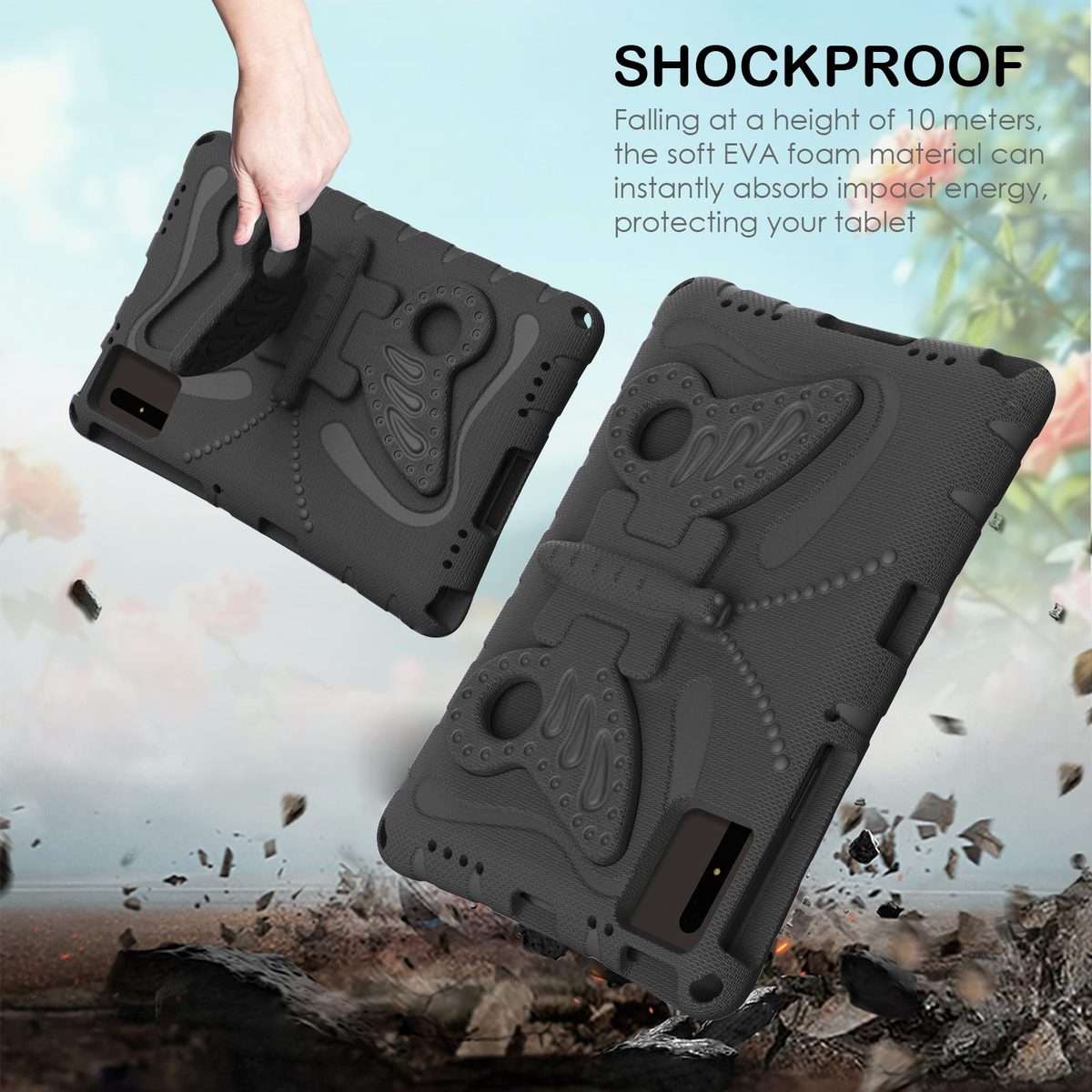 For Xiaomi Redmi Pad 2 /SE 11 2025 Butterfly Bracket EVA Shockproof Tablet Case(Black)