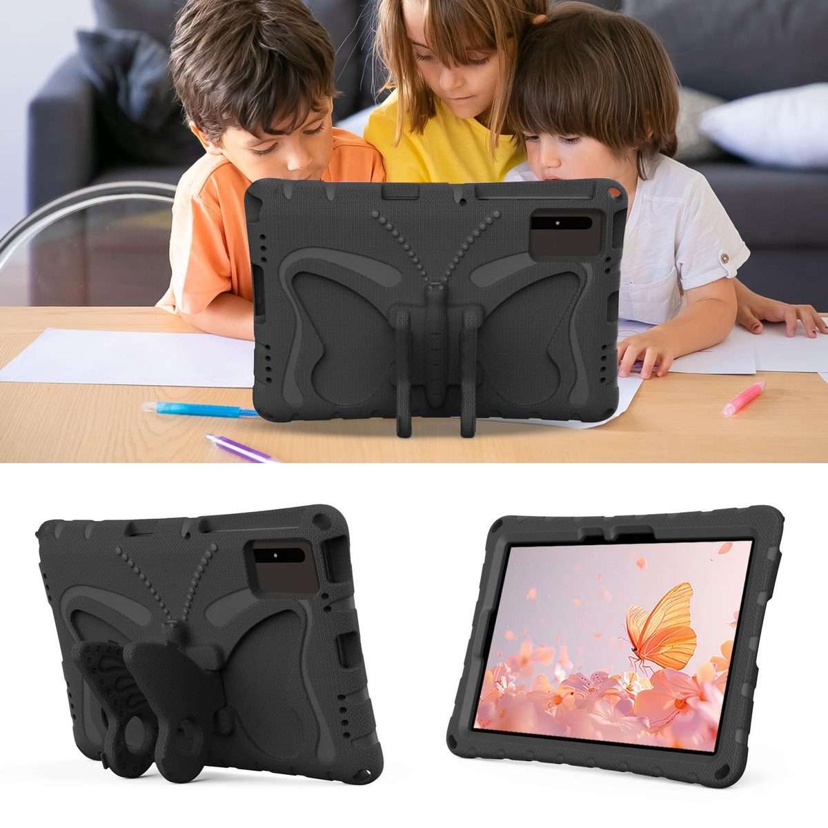 For Xiaomi Redmi Pad 2 /SE 11 2025 Butterfly Bracket EVA Shockproof Tablet Case(Black)