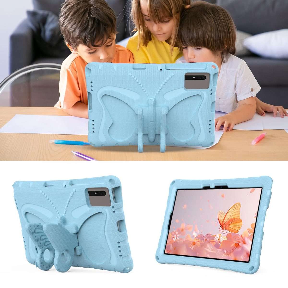 For Xiaomi Redmi Pad 2 /SE 11 2025 Butterfly Bracket EVA Shockproof Tablet Case(Light Blue)