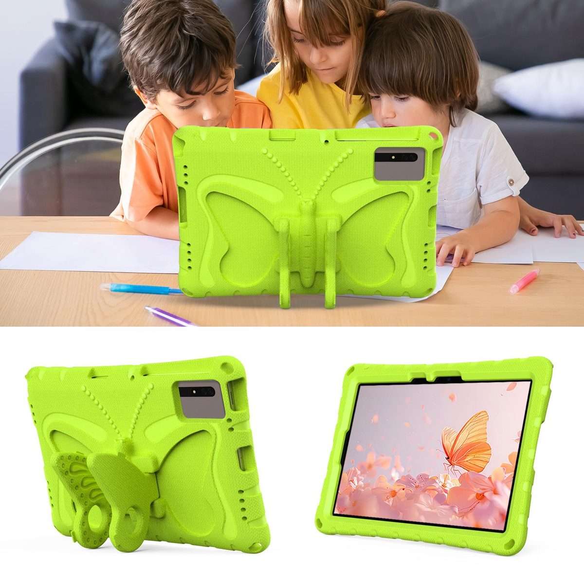 For Xiaomi Redmi Pad 2 /SE 11 2025 Butterfly Bracket EVA Shockproof Tablet Case(Grass Green)
